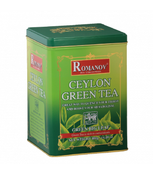 Romanov Tea | Ceylon Green Tea | Green Big Leaf | 100% Pure | Additives Free | GMO Free | Gluten Free | Dairy Free | Sugar Free | 100% Natural | 400g 